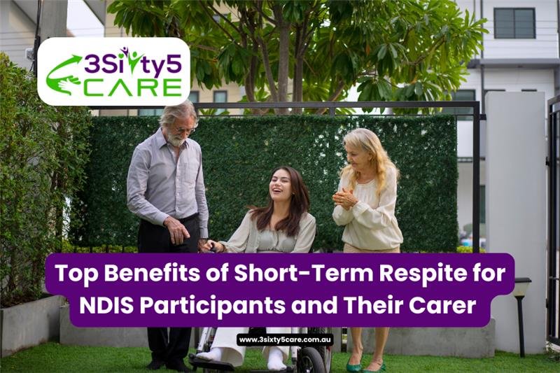 Elderly couple with caregiver smiling outdoors at 3Sixty5 Care support home